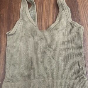 Olive Ribbed Women's Tank Top
